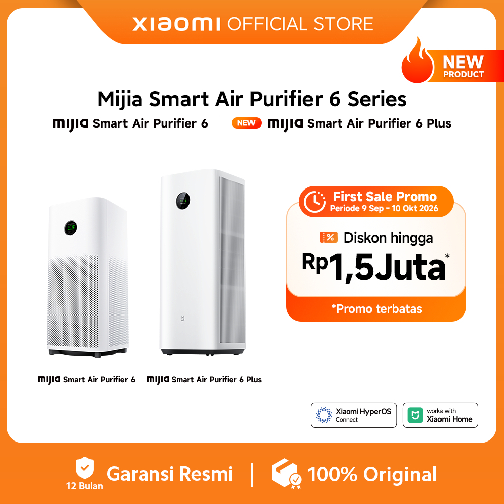 Xiaomi Mijia Air Purifier 6 Series | Mijia Smart Air Purifier 6 & 6 Plus | Pemurnian Udara 5-Layer | UVC Udara Lebih Bersih | Jangkauan Luas | Airflow Kuat Sirkulasi Optimal | Pemantauan Kualitas Udara Real-Time [Xiaomi Official Store]