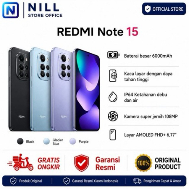 Xiaomi Redmi Note 15 4G 8/128GB - Garansi Resmi 1 Tahun