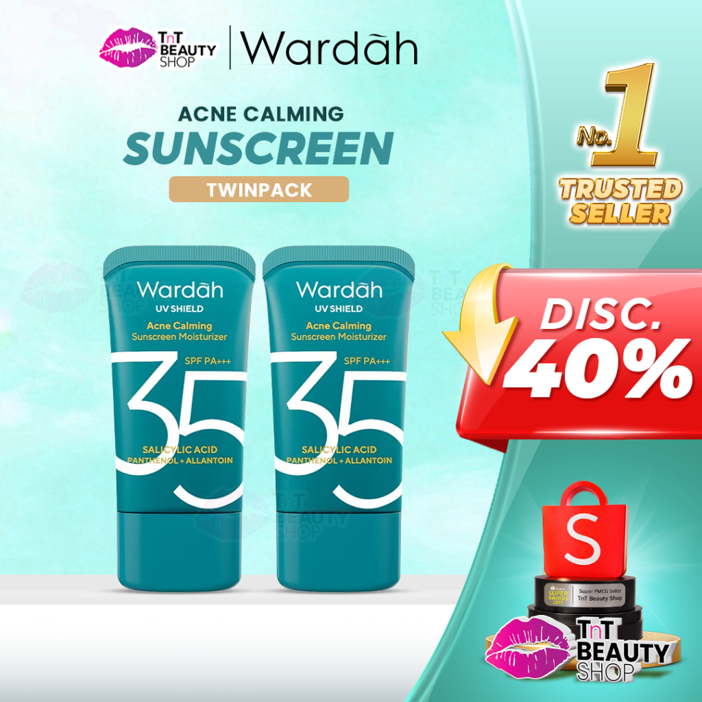 {BUNDLING} WARDAH UV Shield Acne Calming Sunscreen Spf35 Pa++++ 35ml - Twinpack | TnT Beauty Shop