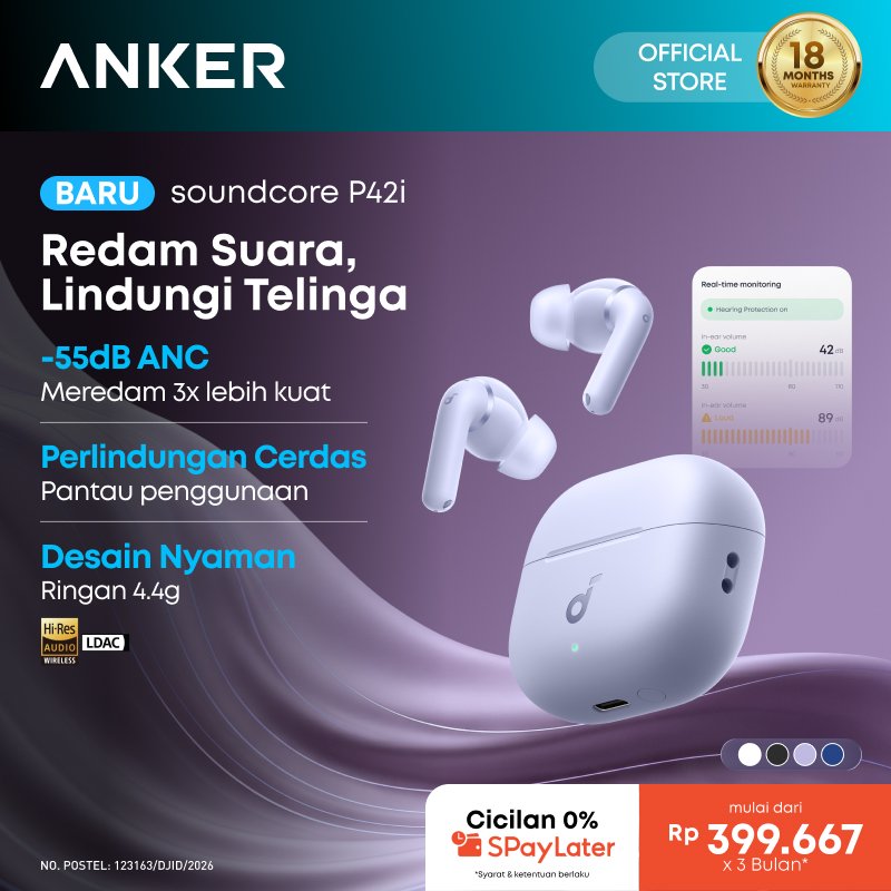 Jual Anker soundcore P42i Wireless Earbuds with Adaptive Noise Cancelling ANC for Daily Noise Natural Mode for Concerts & Live Events Hi-Res Audio with LDAC 56H playtime AI Clear Calls Wireless Charging IP55 - D1205 | Shopee Indonesia