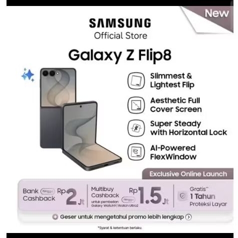 Samsung Galaxy Z Flip8 Smartphone Foldable Slimmest & Lightest Flip