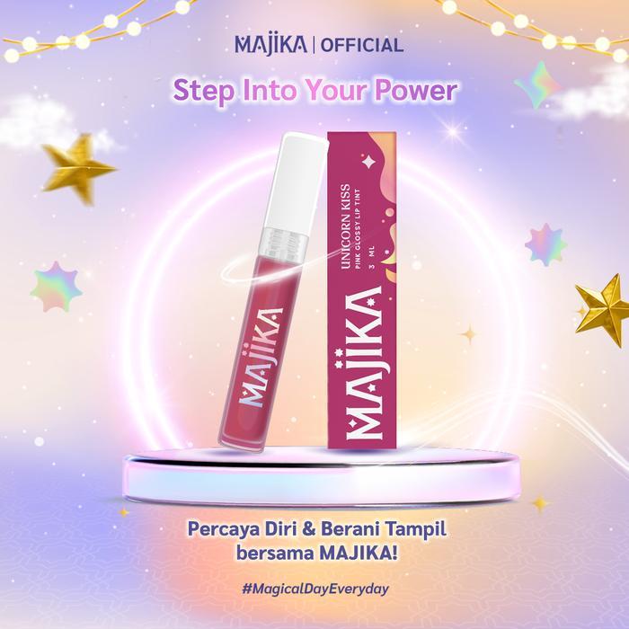 READY MAJIKA Unicorn Kiss Pink Glossy Lip Tint 3 ML Tekstur Ringan I Glossy I Plumpy I Juicy