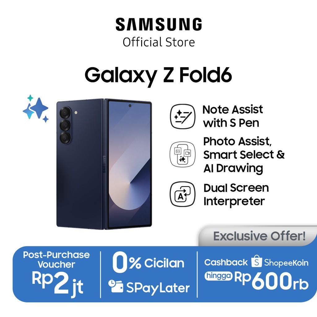 Samsung Galaxy Z Fold6 12/256GB - Navy, Smartphone AI, Smartphone Lipat, Android, Kamera 50MP
