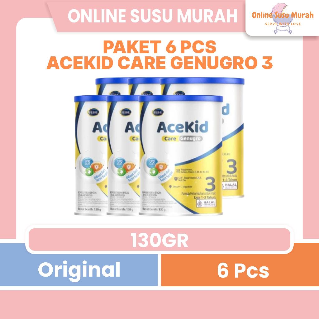 ACEKID CARE PAKET 6 PCS GENUGRO 130GR ORIGINAL 3+ FEIHE ACE KID SUSU FORMULA 130 GR TAHAP 3 SSKL