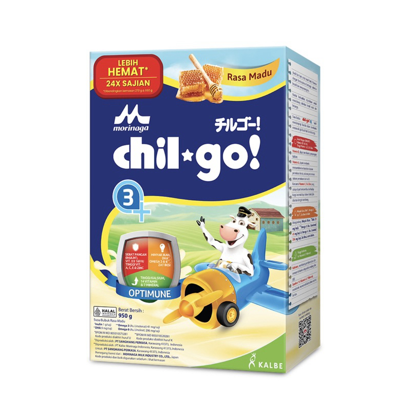 Morinaga chil-go chilgo 1+ 3+ Susu Bubuk Pertumbuhan Anak vanilla Madu 950 g