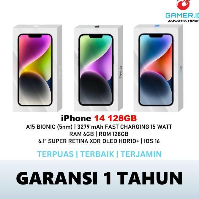 hubafirah - [ special live ] iphone 14 128gb garansi resmi 1 tahun | a15 bionic 6gb ram 6.1" super retina xdr oled ios 16 fast charging 15w