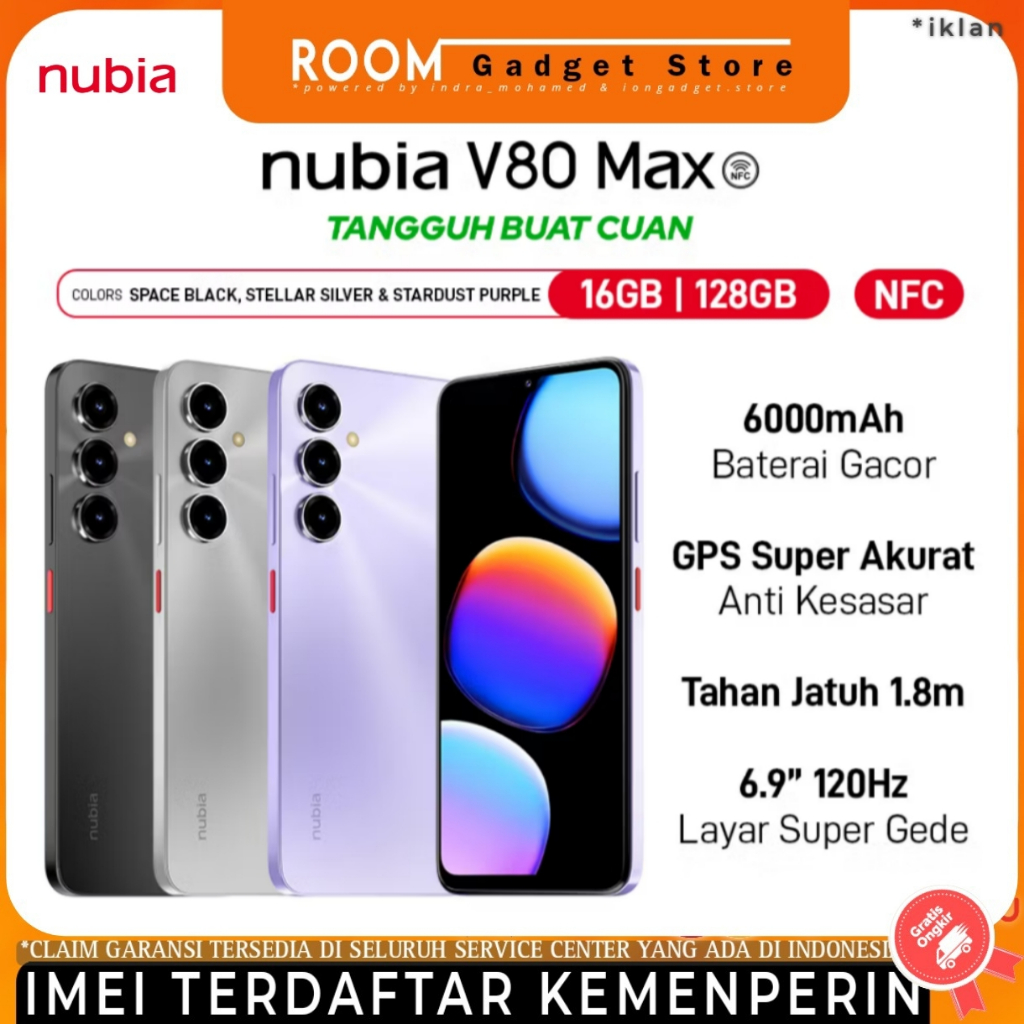 Nubia V80 Max 128GB RAM 8GB+8GB 6.9" 120Hz 6000mAh