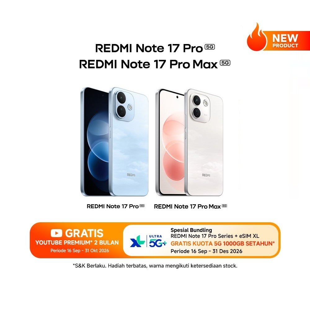 Xiaomi REDMI Note 17 Pro 5G (8GB+256GB) (8GB+512GB)| REDMI Note 17 Pro Max 5G (8GB+256GB) (8GB+512GB) Baterai Besar 10000mAh & 100W