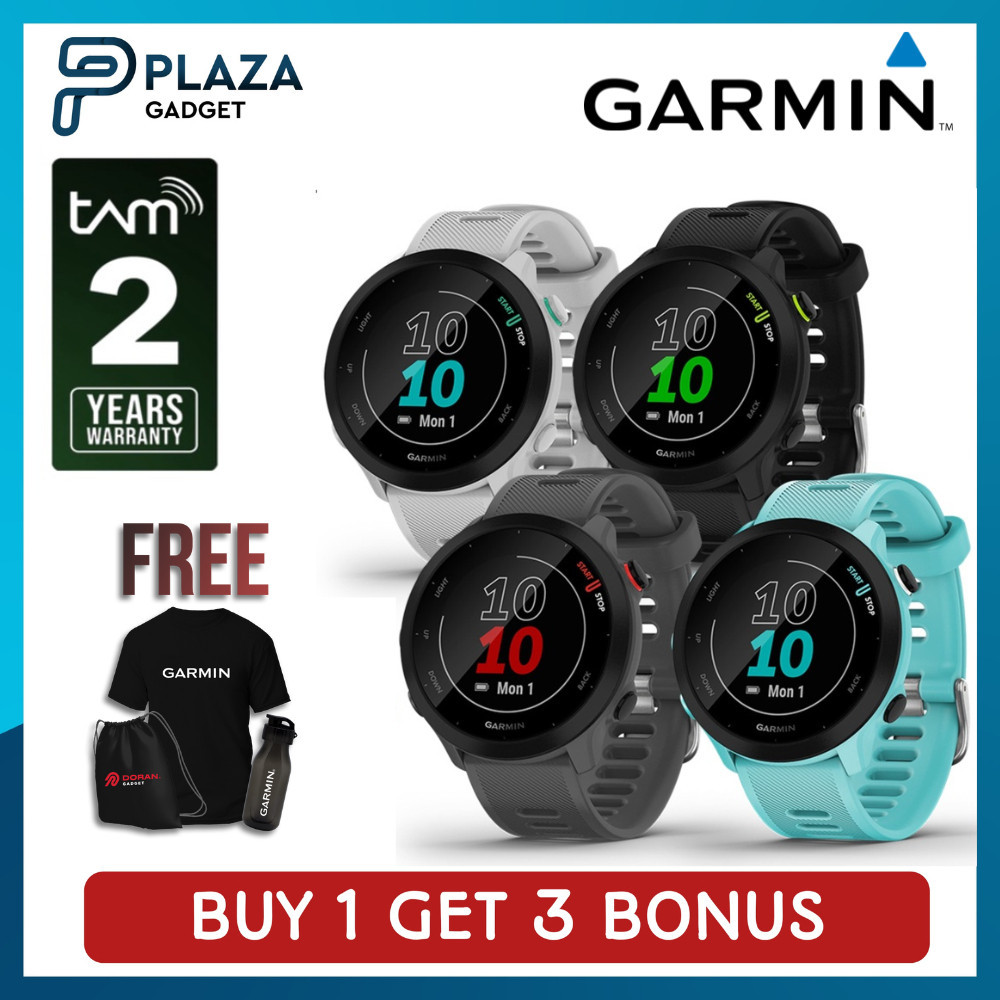 SPESIAL PROMO 70% GARMIN Forerunner 55 FR 55 Aqua - Black - Montera Gray - Whitestone Garansi Resmi TAM 2 Tahun