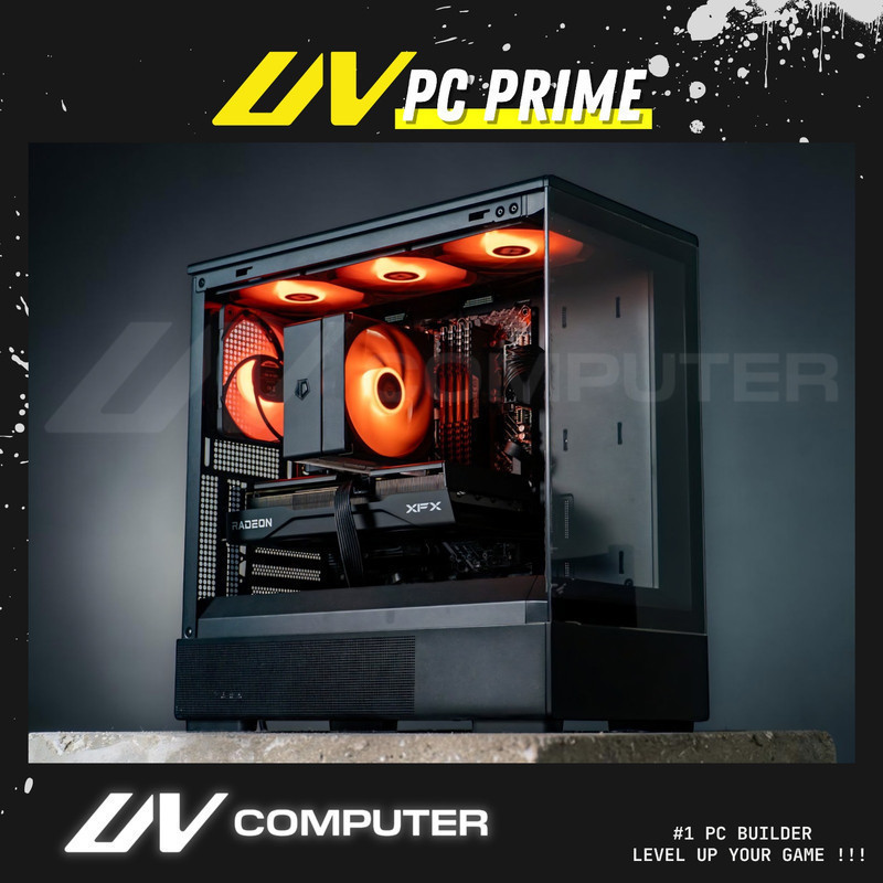 UV Prime PC Nvidia RTX 5070 12GB | AMD Ryzen 7 9700X | DDR5 2x8GB 5600MHz Gaming | NVMe 512GB (2200MB/s) | Komputer Rakitan Gaming Editing Gamer Render Live Stream Streaming Content Creator