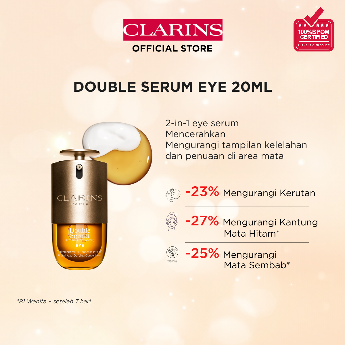 CLARINS New Double Serum Eye 20ml - anti aging eye serum / serum mata anti penuaan / mata panda / lingkar hitam / kerutan