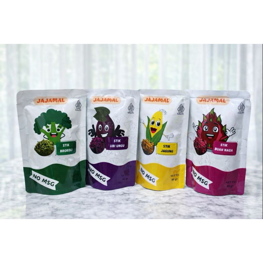 [PAKET 4 PCS] Snack Stik Sehat 80g - Brokoli, Ubi Ungu, Jagung, Buah Naga - Camilan Anak & Diet