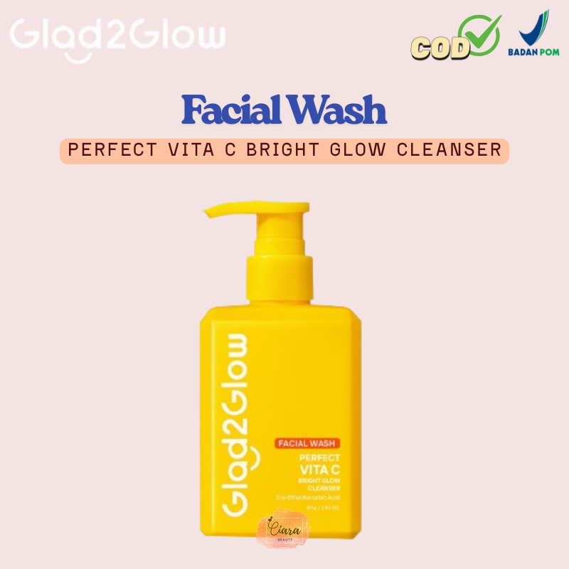 Glad2glow Facial Wash Perfect Vita C Bright Glow Cleanser / Sabun Cuci Muka 80g