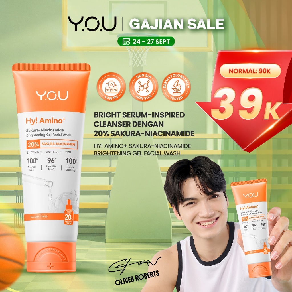 Jual [UPGRADE] YOU Hy! Amino+ Sakura-Niacinamide Gel Facial Wash | Brightening Facial Wash | Brightening Serum Cleanser | Cleanser Vitamin C Niacinamide | Shopee Indonesia