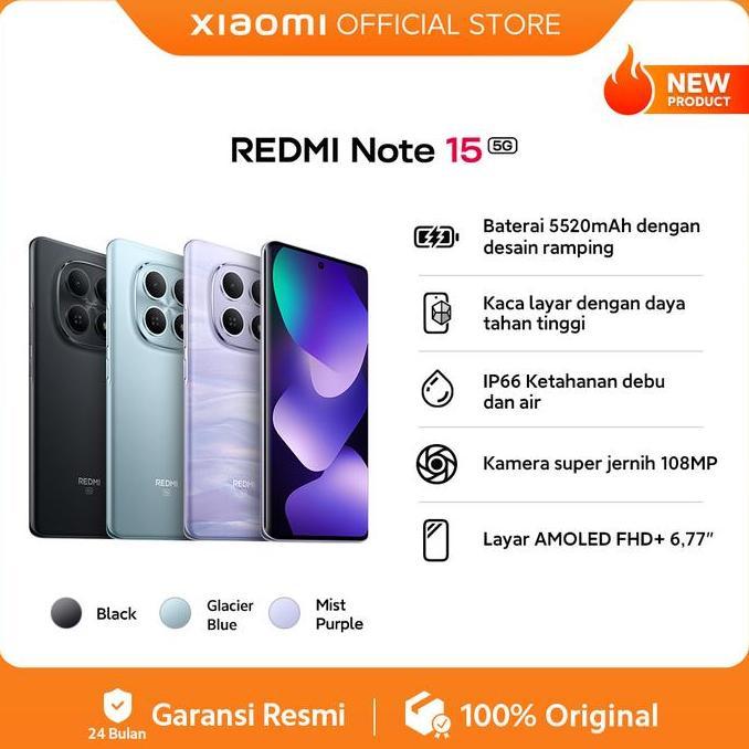 hubafirah - xiaomi redmi note 15 5g (8/256 gb) (12/512 gb) | baterai 5520mah [xiaomi official store]