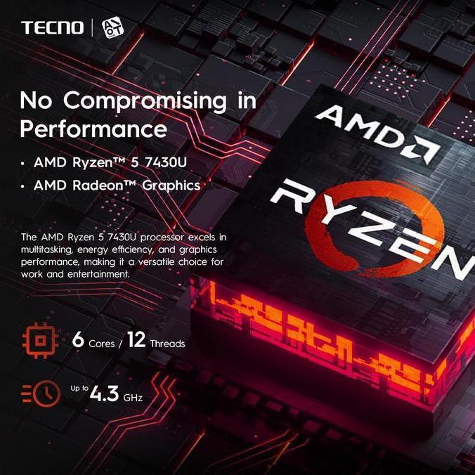 Spajimanliee - Tecno Megabook K15S Ryzen 5-7430U 8Gb/16Gb 512Gb 15.6" Fhd Srgb 100% W11