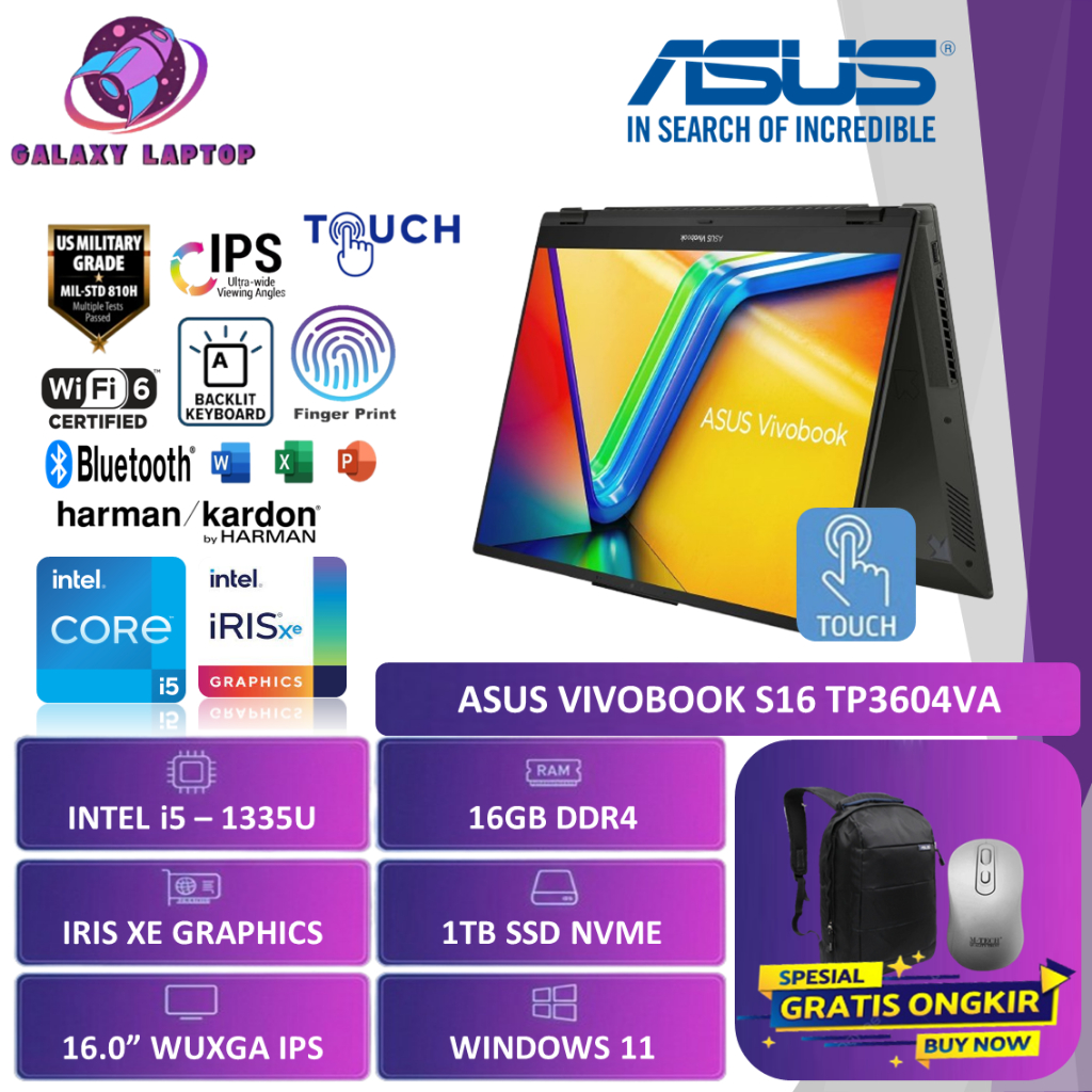 ASUS VIVOBOOK S16 FLIP TP3604VA - TOUCHSCREEN [i5-1335U 16GB/1TB SSD] 16.0 WUXGA IPS WIN11