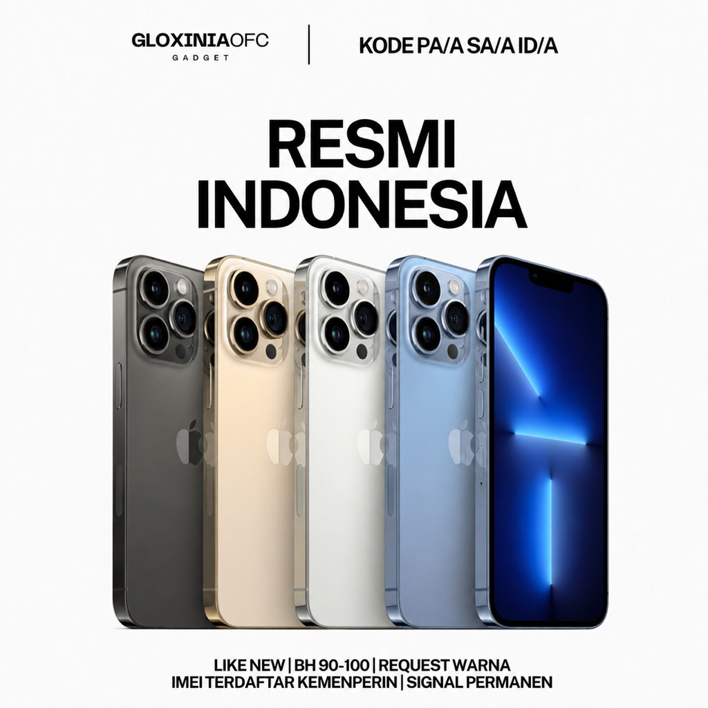 GLOXINIA - iphone 13 pro max 128 gb 256 gb 512 gb - unit resmi indonesia fullset bergaransi ex display - imei terdaftar ex ibox