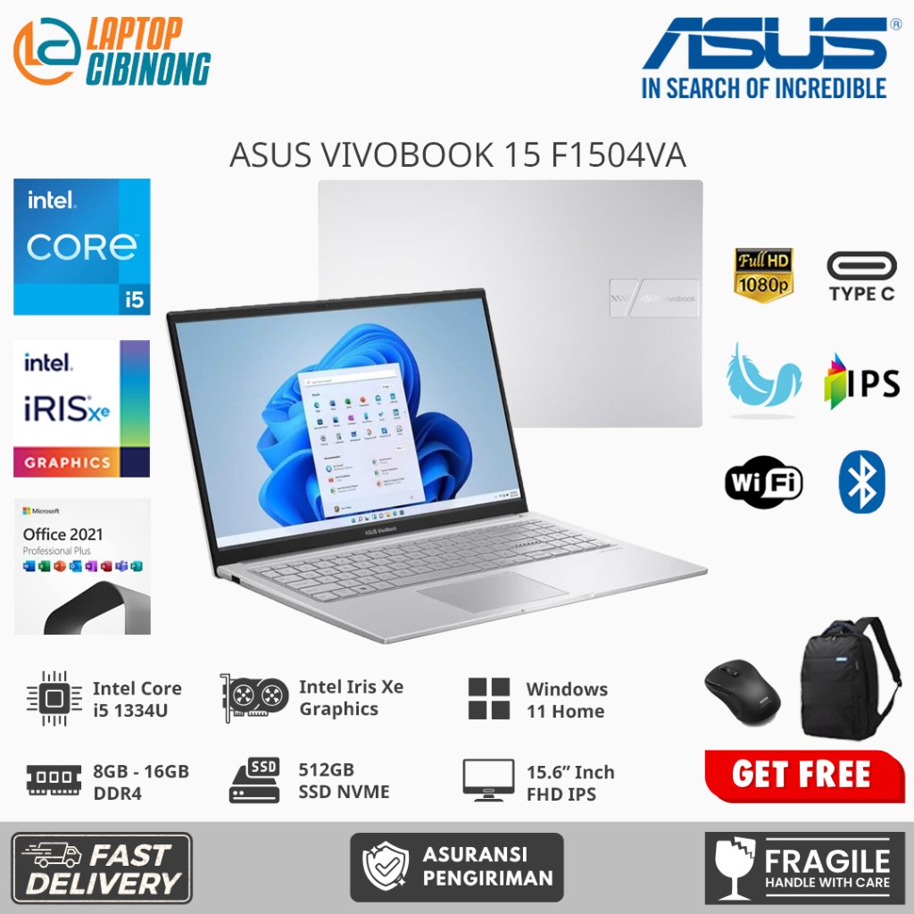 Laptop Asus Vivobook 15 F1504VA Intel Core i5 1334U FHD IPS 1TB SSD Windows11 Cool Silver