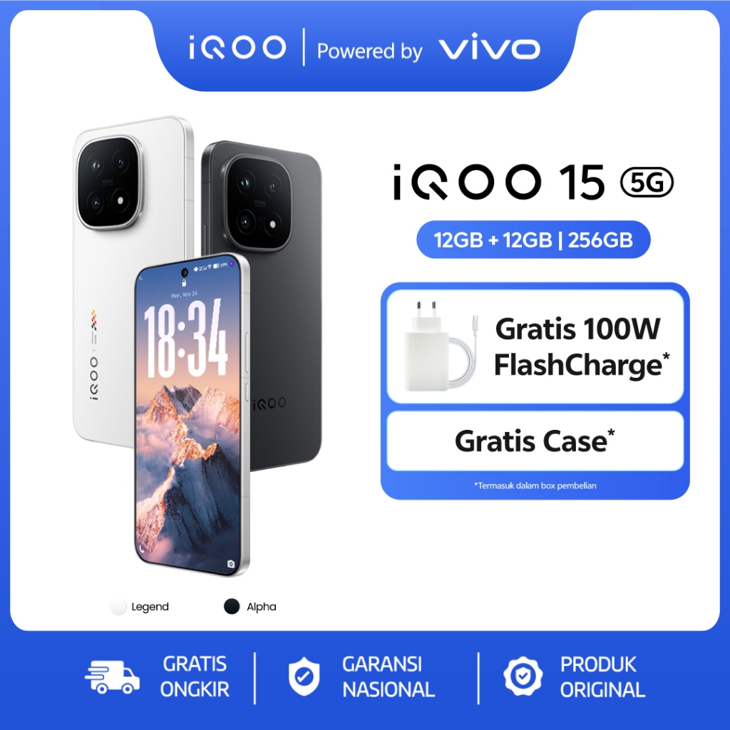 [ONLINE EXCLUSIVE] vivo iQOO 15 (12+256), 1st Snapdragon 8 Elite Gen 5, 8K VC Cooling System, 144Hz AMOLED Display, 50MP Sony Telephoto Camera, 7000mAh Battery + 100W FlashCharge, 40W Wireless Charging, eSIM, IP68+IP69
