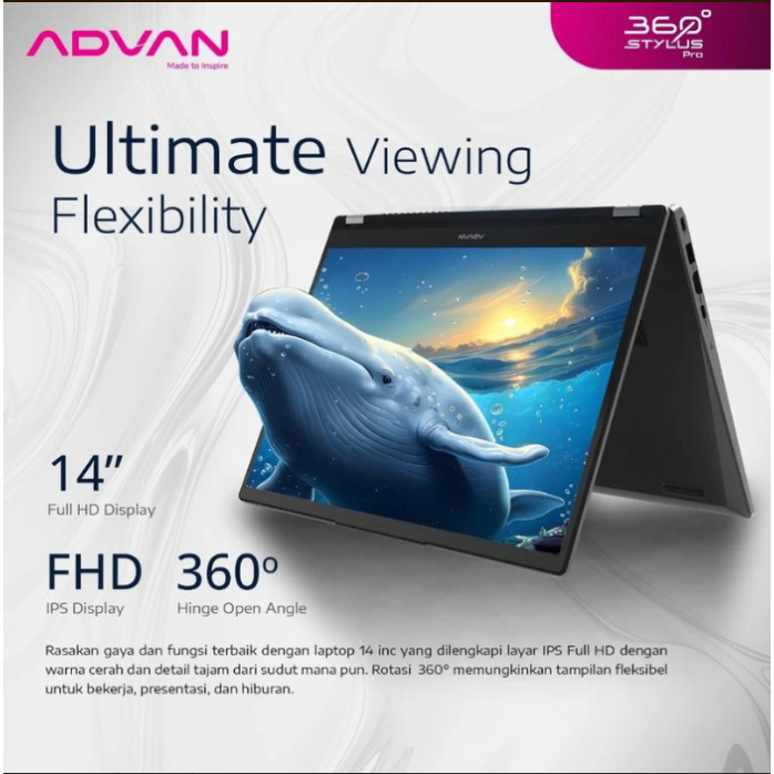 ADVAN 360 GO 2IN1 RYZEN 3 3200 8GB 256GB 14.0 IPS TOUCH WIN11
