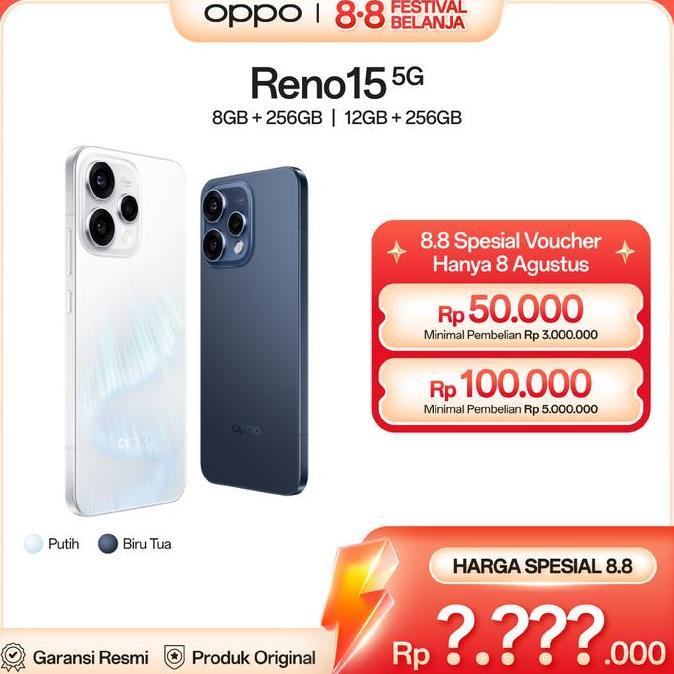 OPPO Reno15 5G  8GB+256GB & 12GB+256GB (Garansi Resmi)