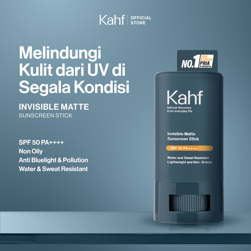 Kahf Sunscreen Stick Invisible Matte SPF 50 PA++++ 22 g Sunscreen Perawatan Wajah Pria