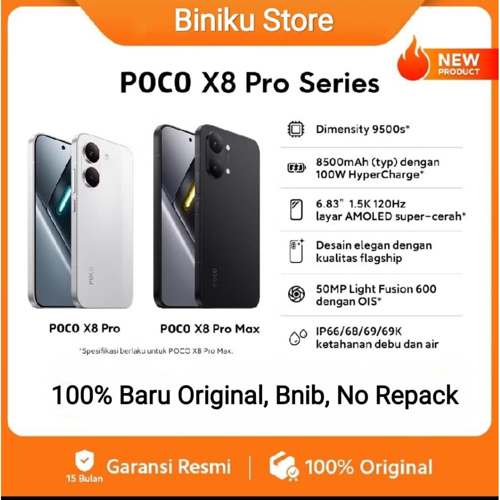 Poco X8 Pro 12/512 Baru Garansi Resmi No Repack