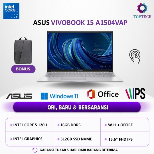 ASUS VIVOBOOK 15 A1504VAP TOUCH CORE 5 120U 16GB 512GB W11+OHS 15.6FHD IPS VIPS