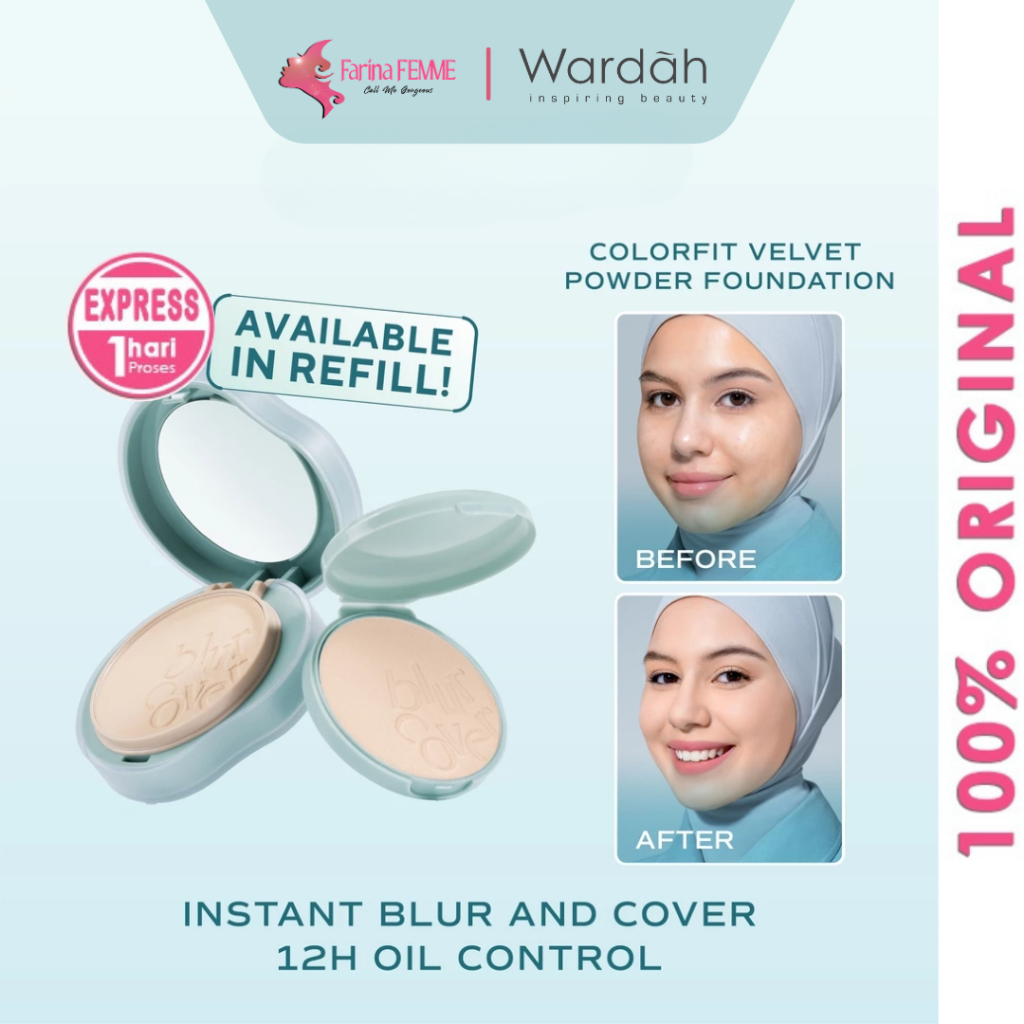 FEMME || WARDAH Colorfit Velvet Powder Foundation SPF 20 PA+++ 11g | Bedak Padat TWC Two Way Cake