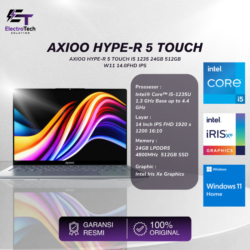 Jual AXIOO HYPE-R 5 TOUCH I5 1235 24GB 512GB W11 14.0FHD IPS | Shopee Indonesia