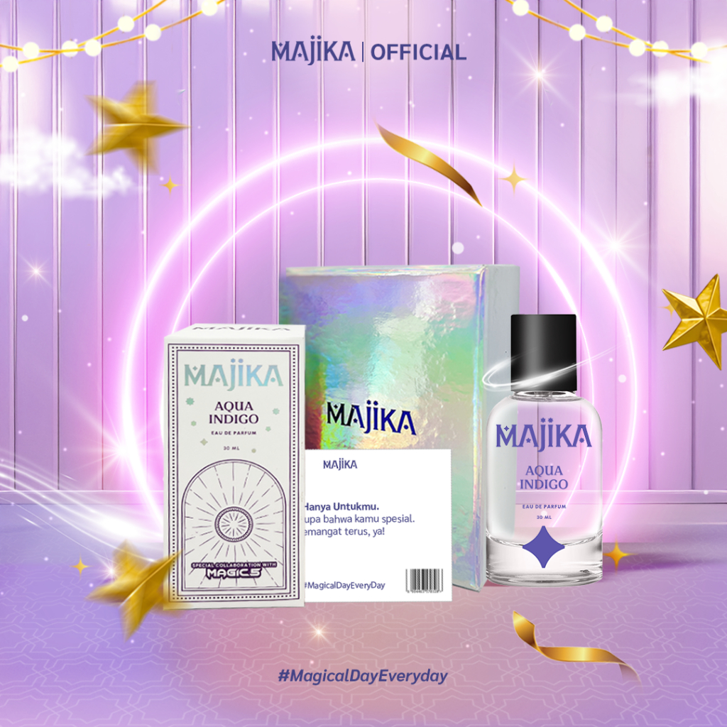 MAGIC5 x MAJIKA Aura Kit Gift Box |KADO ULANG TAHUN|HANYA UNTUKMU|SELAMAT | [Aqua Indigo EDP + Box + Gift Card] | 30 ML | Parfum Unisex Tahan Lama