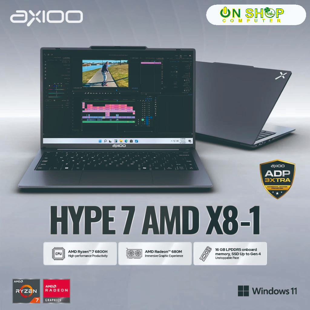 AXIOO Mybook HYPE 7 AMD X8-1 AMD Ryzen 7 6800H RAM 16GB SSD 512GB Windows 11 Grey