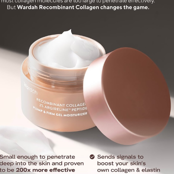 Wardah Collagen Moisturizer Plump & Firm | Recombinant Collagen + 2% Argireline Peptide | Gel Moisturizer Wajah | Glow & Firming