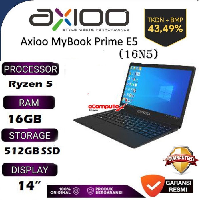 Jual AXIOO MYBOOK PRIME E5 (16N5) RYZEN 5 RAM 16/512GB 14" INCH WINDOWS 11 TKDN - RESMI | Shopee Indonesia
