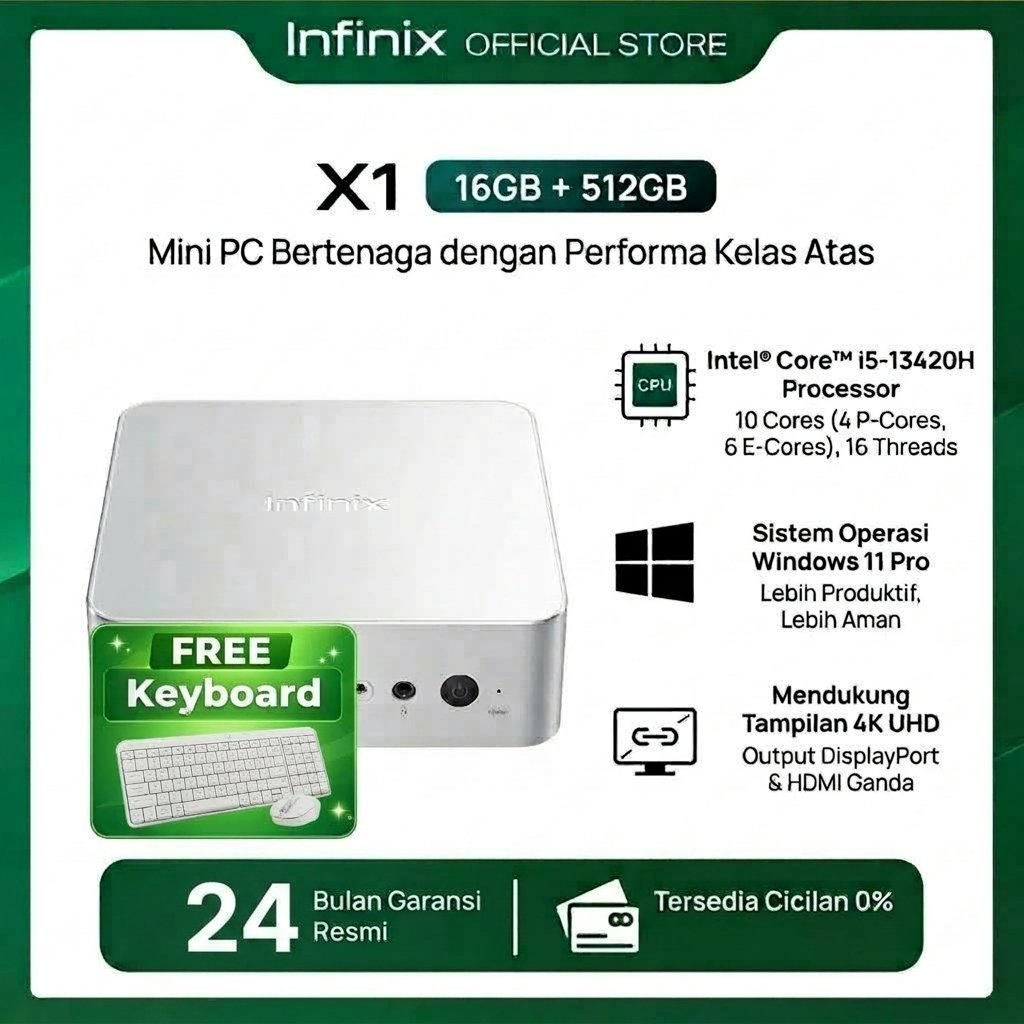 Jual INFINIX MINI PC X1 - I5 13420H 16GB 512GB W11 PRO WHITE | Shopee Indonesia
