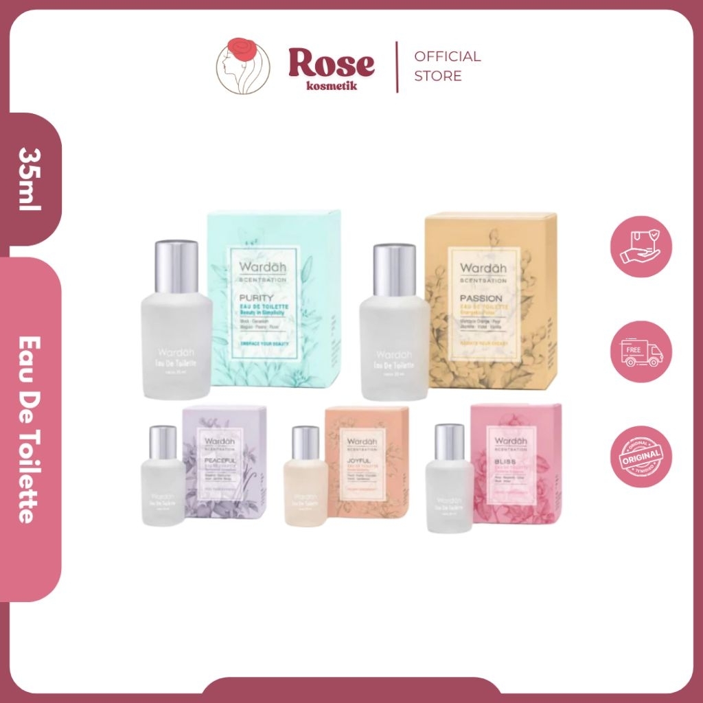 Wardah Scentsation Eau De Toilette 35ml | Parfum Tahan Lama Long Lasting Tidak Menimbulkan Noda di Baju Pakaian | Peaceful Bliss Joyful Passion Purity | Perfume Awet
