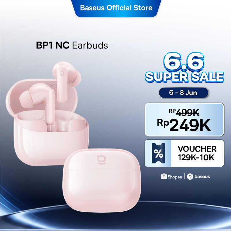 (Stay88) Baseus BP1 NC TWS Active Noise Cancelling -43dB 4 Mic ENC with IP55 & 41H Playtime and Bluetooth 6.0 Earbud Earphone