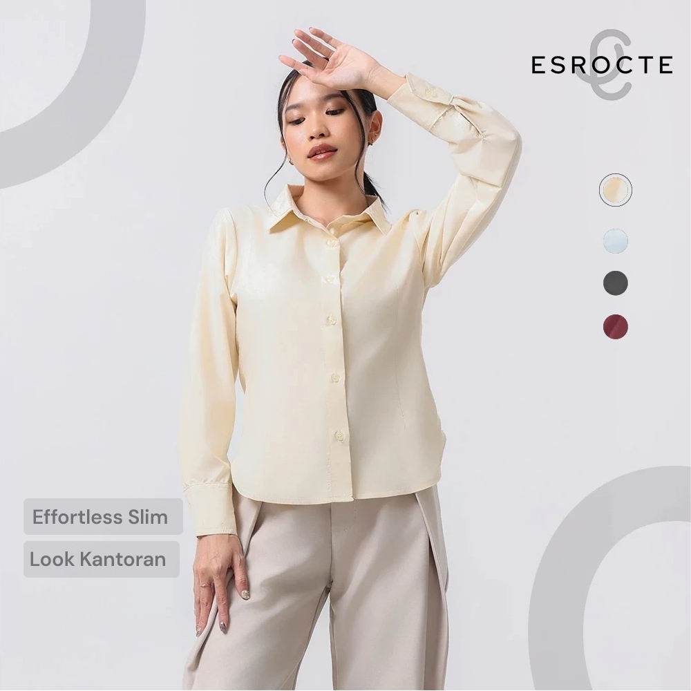 Jual ESROCTE Luna Top | Kemeja Katun Slim Fit Lengan Panjang Wanita – S-XL | Shopee Indonesia