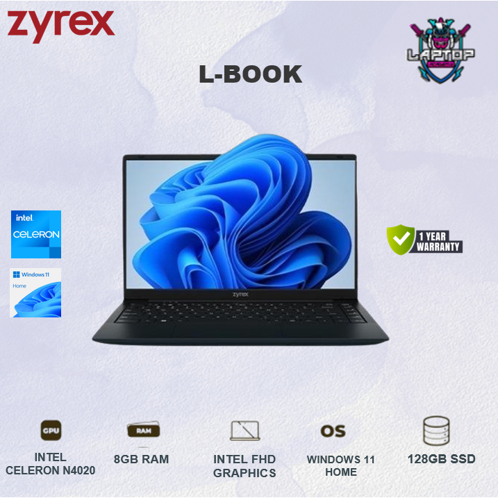 LAPTOP ZYREX L-BOOK N4020 8GB 128GB W11PRO 14.0 GRY