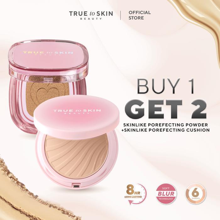 Original [ Bundle Set] Cushion + Powder ( True To Skin Skinlike Porefecting Cushion Spf 35 Pa+++ &