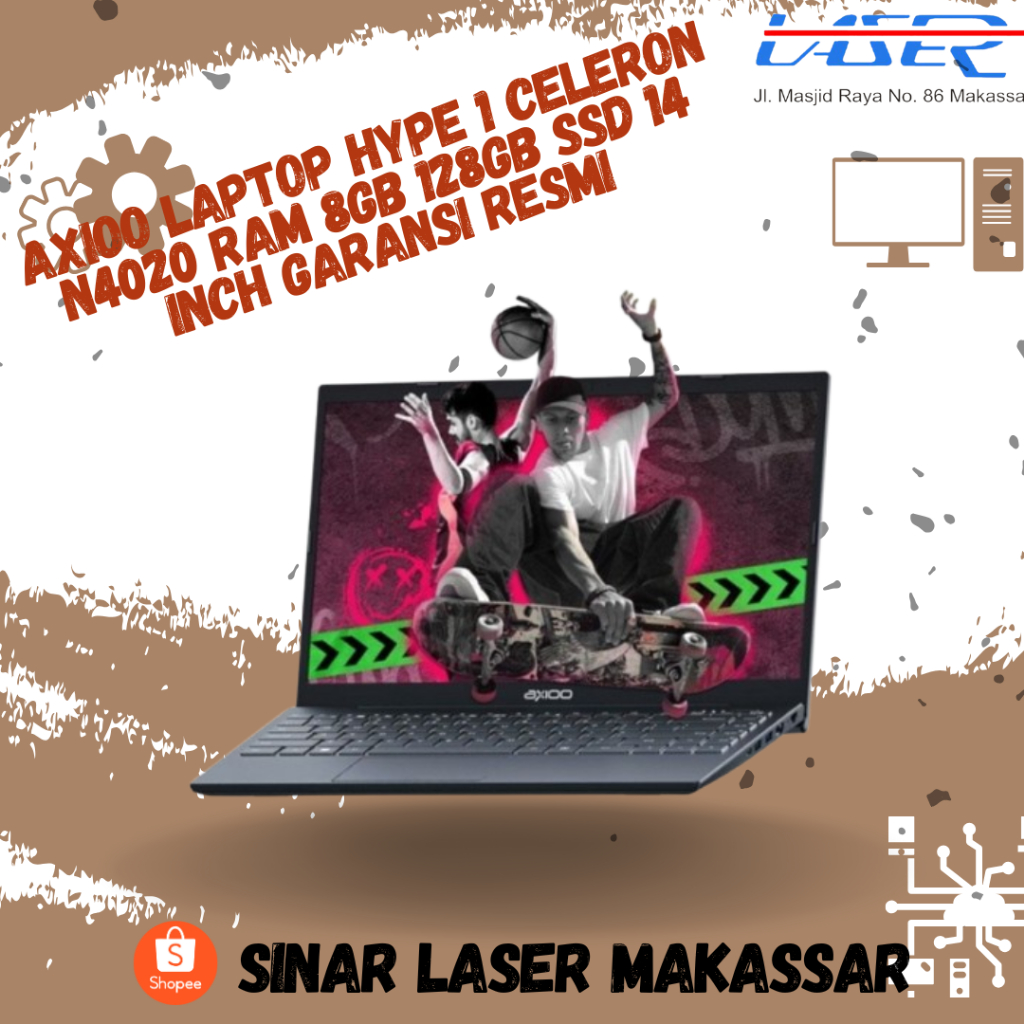 AXIOO LAPTOP MYBOOK HYPE 1 CELERON N4020 RAM 8GB 128GB SSD WIN11 / DOS 14 INCH GARANSI RESMI