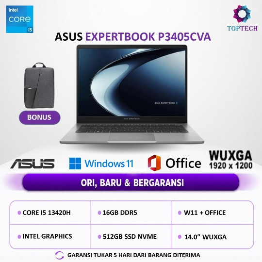 ASUS EXPERTBOOK P3 P3405CVA I5 13420H 16GB 512GB W11+OHS 14.0WUXGA MISTY GRY