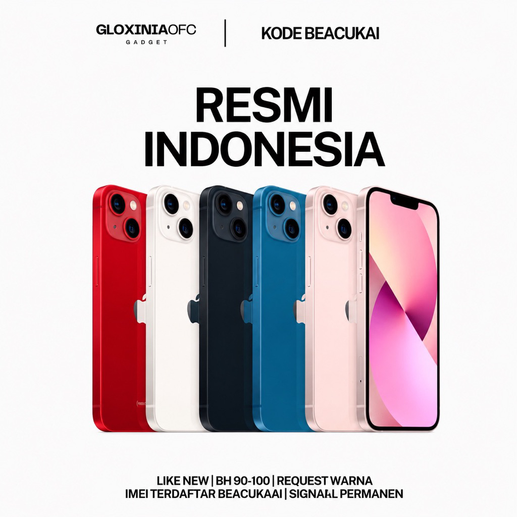 GLOXINIA - iphone 13 128 gb 256 gb - unit resmi indonesia fullset bergaransi ex display - imei terdaftar ex beacukai