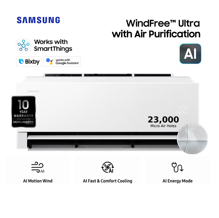 AC Split Samsung WindFree Neo Ultra AI Inverter 1 PK AR80H10DADWNSE buatan Thailand Unit Saja