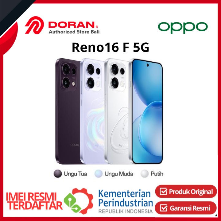 OPPO Reno16 F 5G 8/256GB MediaTek Dimensity 7300-Energy 6,57" 7000mAh Garansi Resmi