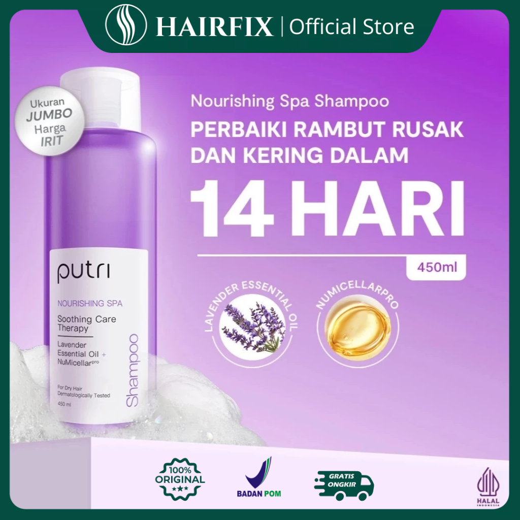 Putri Nourishing Spa Shampoo 450ml - Shampoo Anti Rambut Rusak, Kering & Ketombe Kering