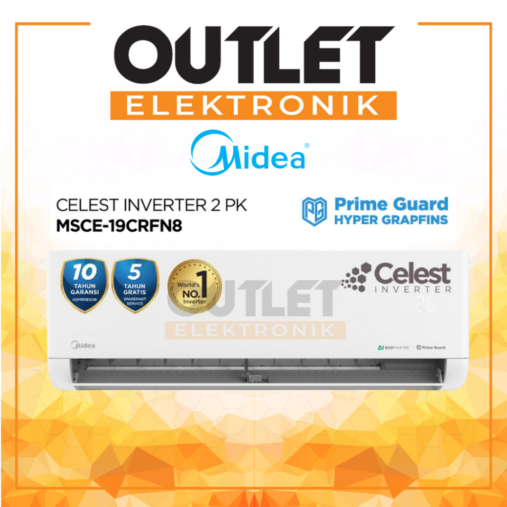 Midea AC CELEST INVERTER 2 PK MSCE-19CRFN8 (Unit Indoor & Outdoor) - AI Ecomaster + Bisa Pasang | Hemat Listrik | Dingin Cepat | Ready | Murah