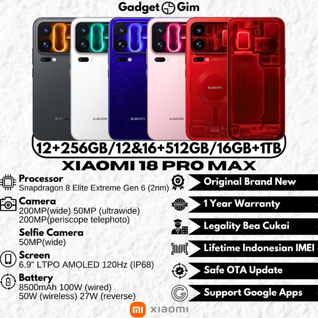 Jual Xiaomi 18 Pro Max 5G 16GB 1TB Snapdragon 8 Elite Extreme Gen 6 200MP 120Hz 8500mAh 100W IP68 BNIB Bergaransi Original | Shopee Indonesia