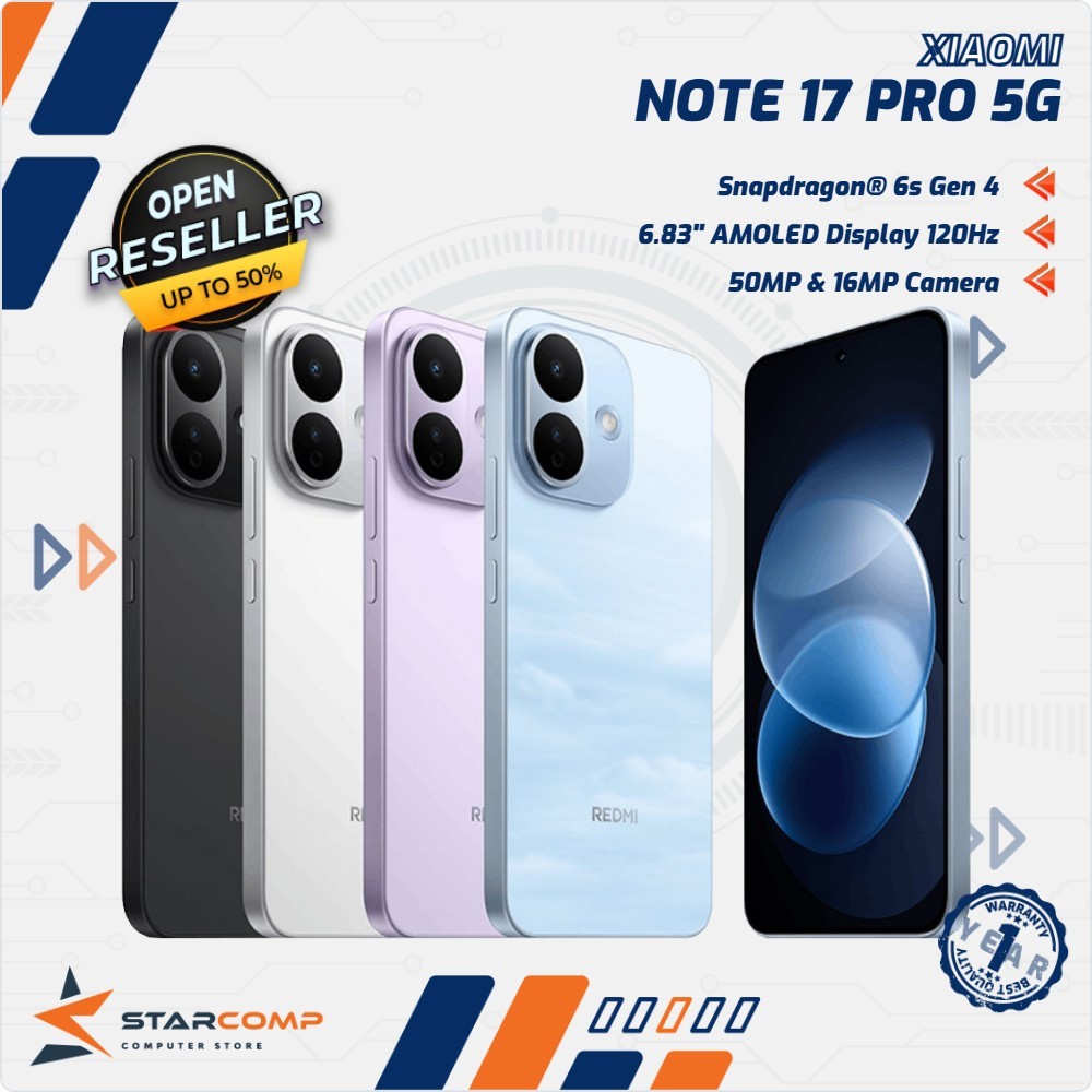 Xiaomi REDMI Note 17 Pro 5G 8/256 GB 8/512 GB 50MP OIS Camera Snapdragon  6s Gen 4  10000mAh & 100W HyperCharge GARANSI RESMI